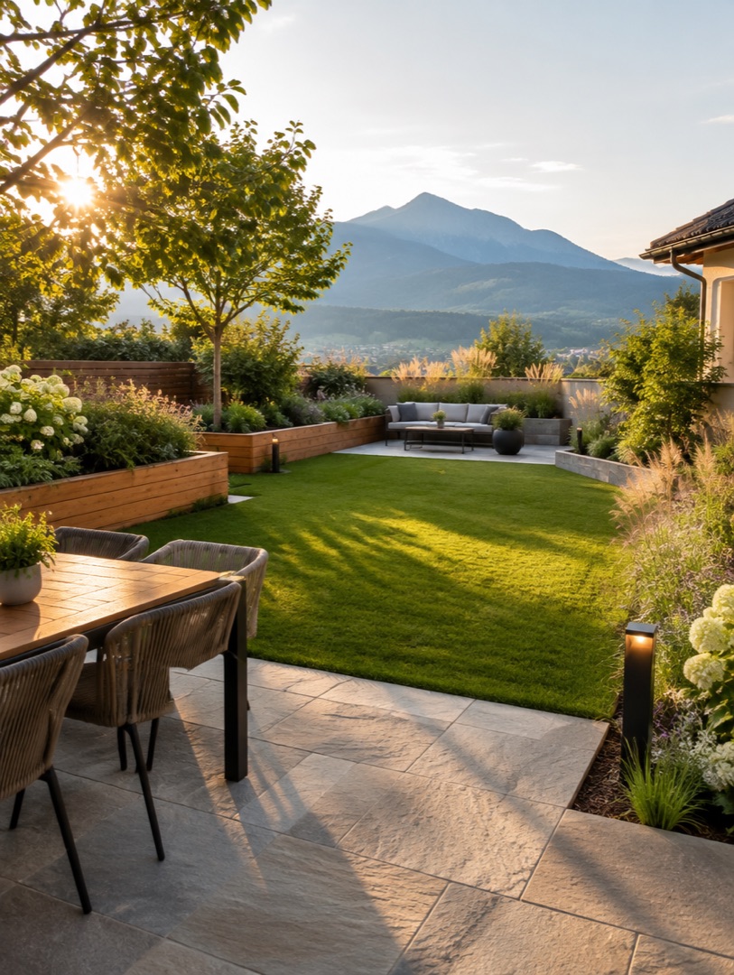 Garten mit neuer Terrasse