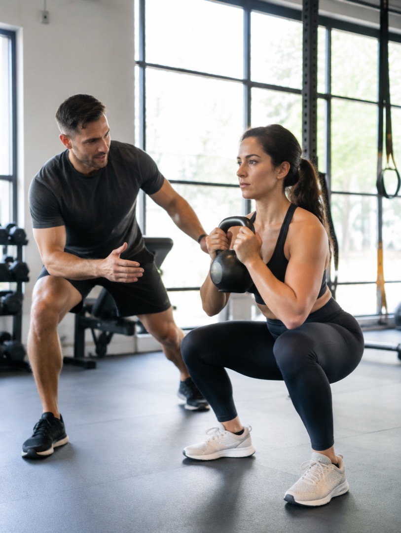 Kniebeuge mit Trainer